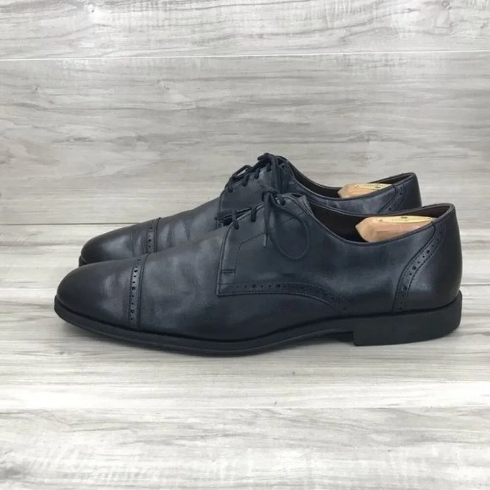 Allen Edmonds Oxfords Men's 12D Back Bay Black Leather Cap Toe Dress Shoes